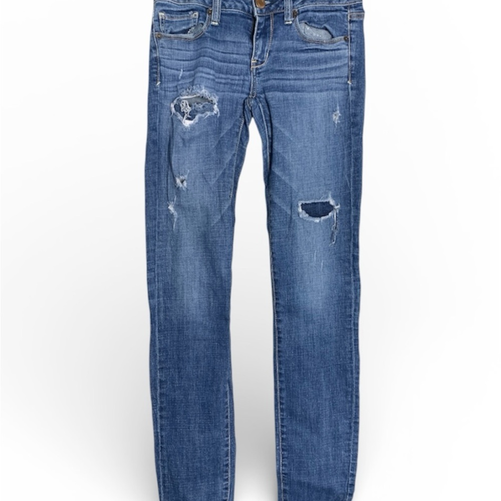 American Eagle Women’s SKINNY Jeans Size 4 Super Stretch Distressed